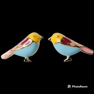 18k Gold Plated Bird Enamel Stud Earrings For Women Girl Daily Casual Fashion